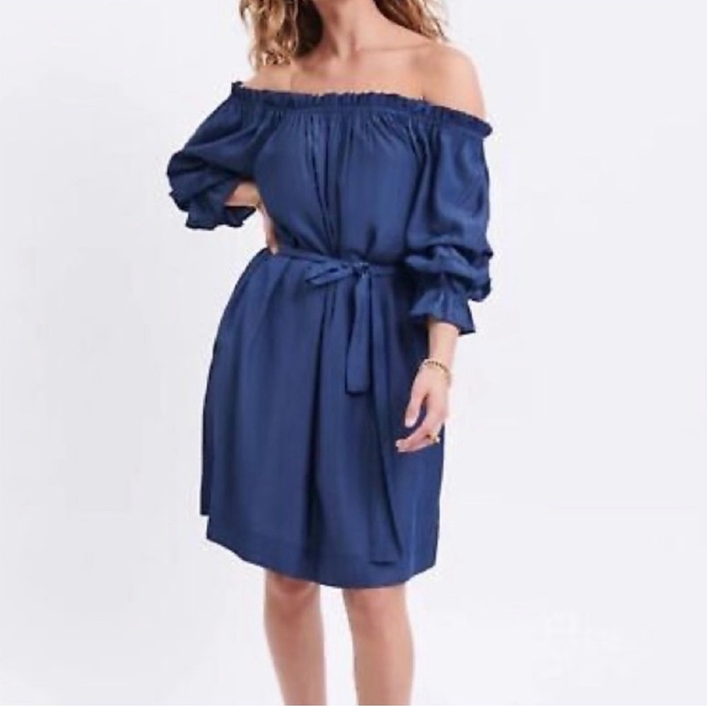 MerSea Tulum Blue Ruffle Sleeve Dress Size Medium- EUC